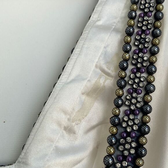 La Femme Prom Evening Full Length Colorful Beaded Plunging Open Back Stunning Ma - Picture 14 of 14